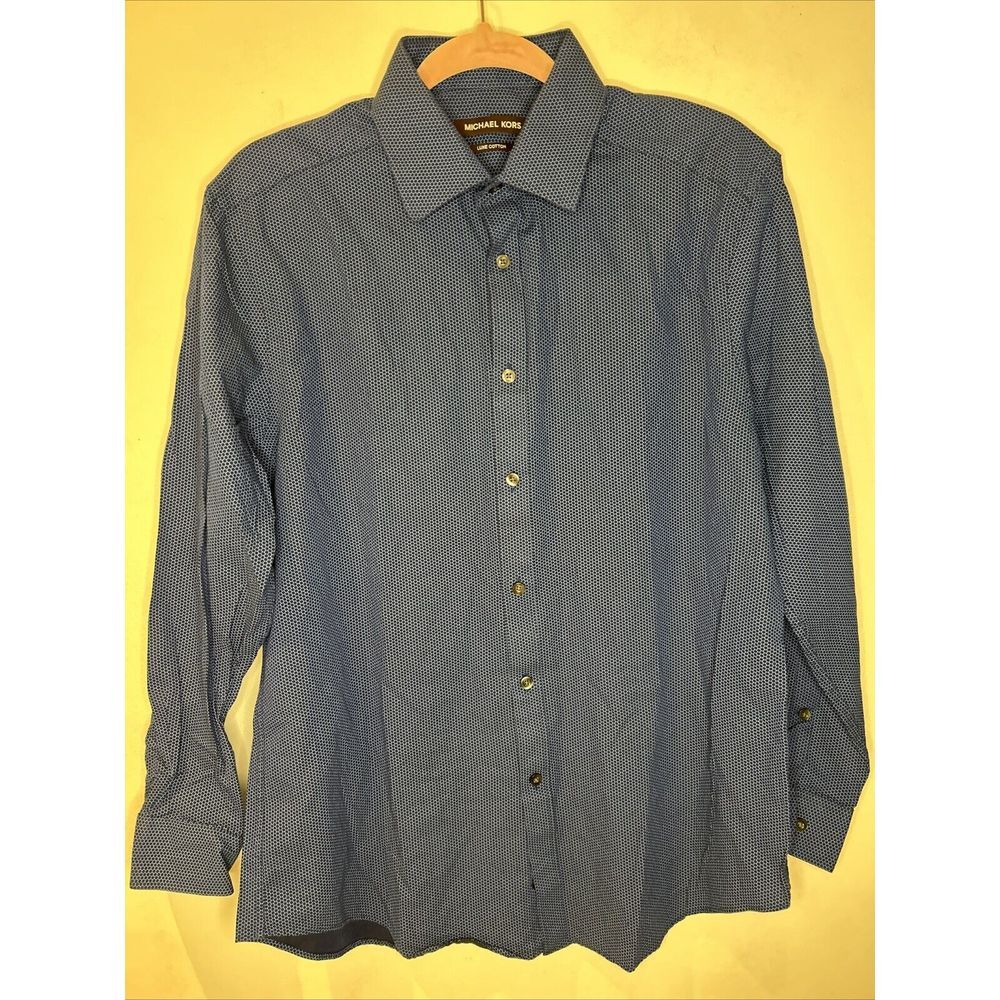 Michael Kors LUXE Cotton Cotton Shirt Blue  Color Size 16.5‎
